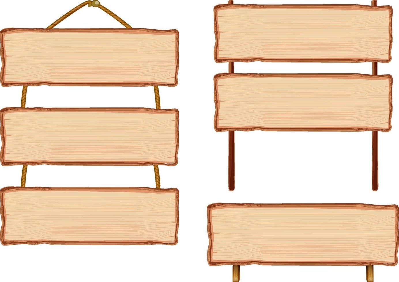Set of different wooden sign boards vector