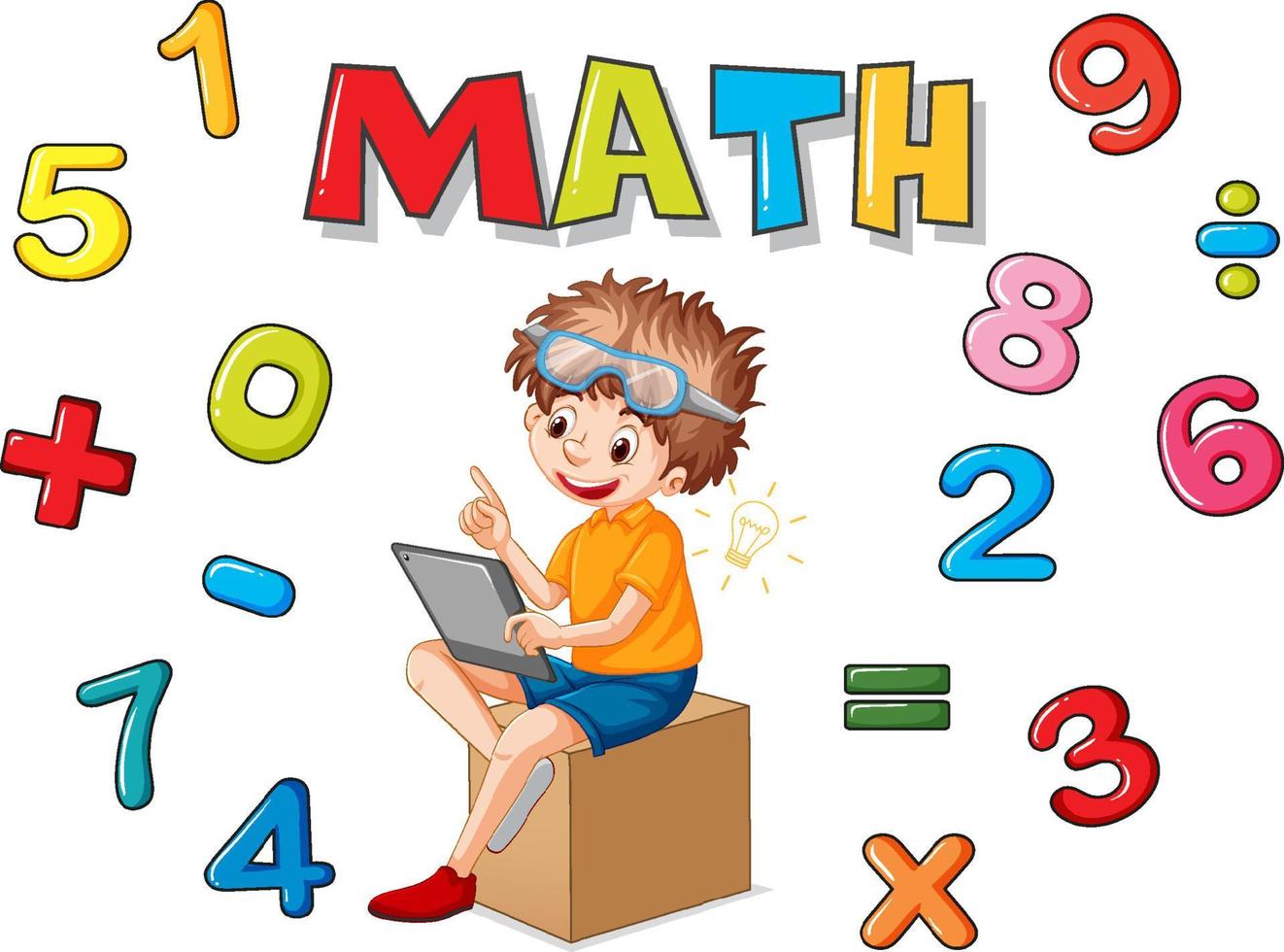 Number 0 to 9 with math symbols vector