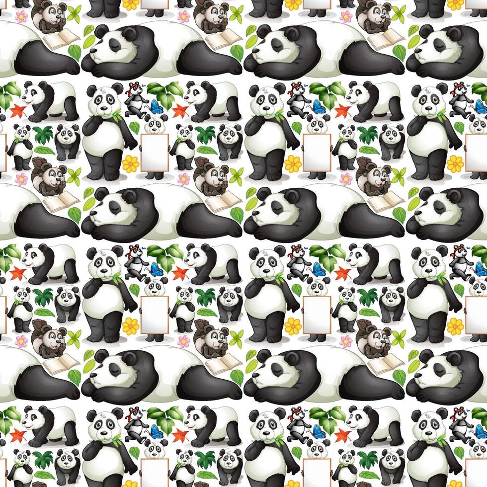 Seamless design with cute panda vector