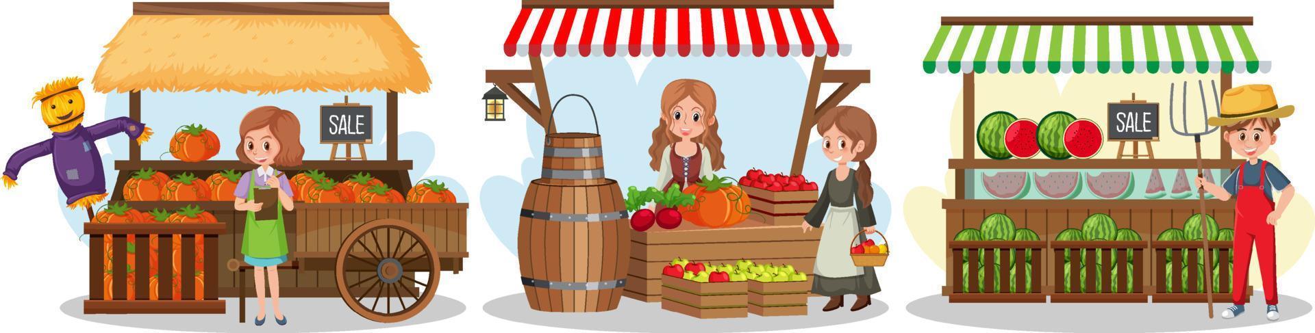 Flea market concept with fruit store vector