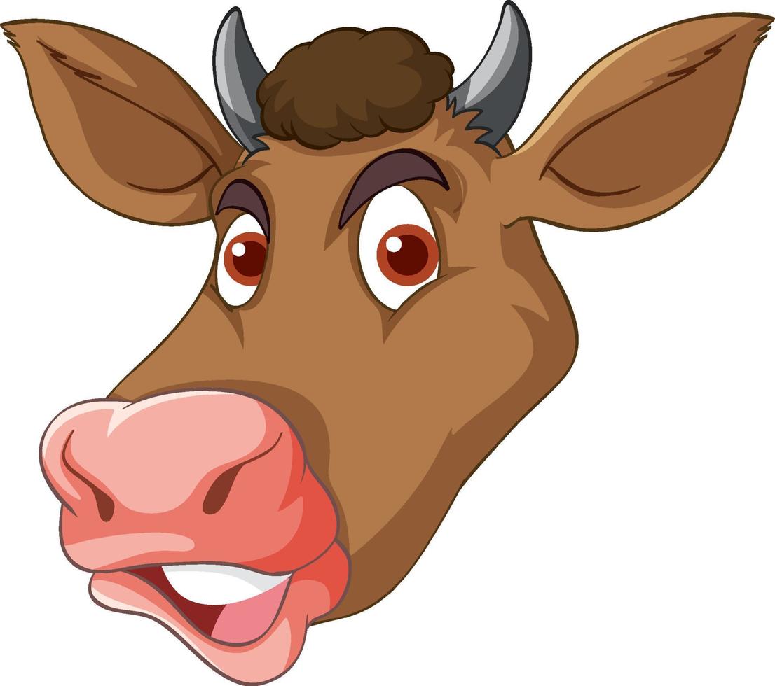 Head of brown cow cartoon character vector