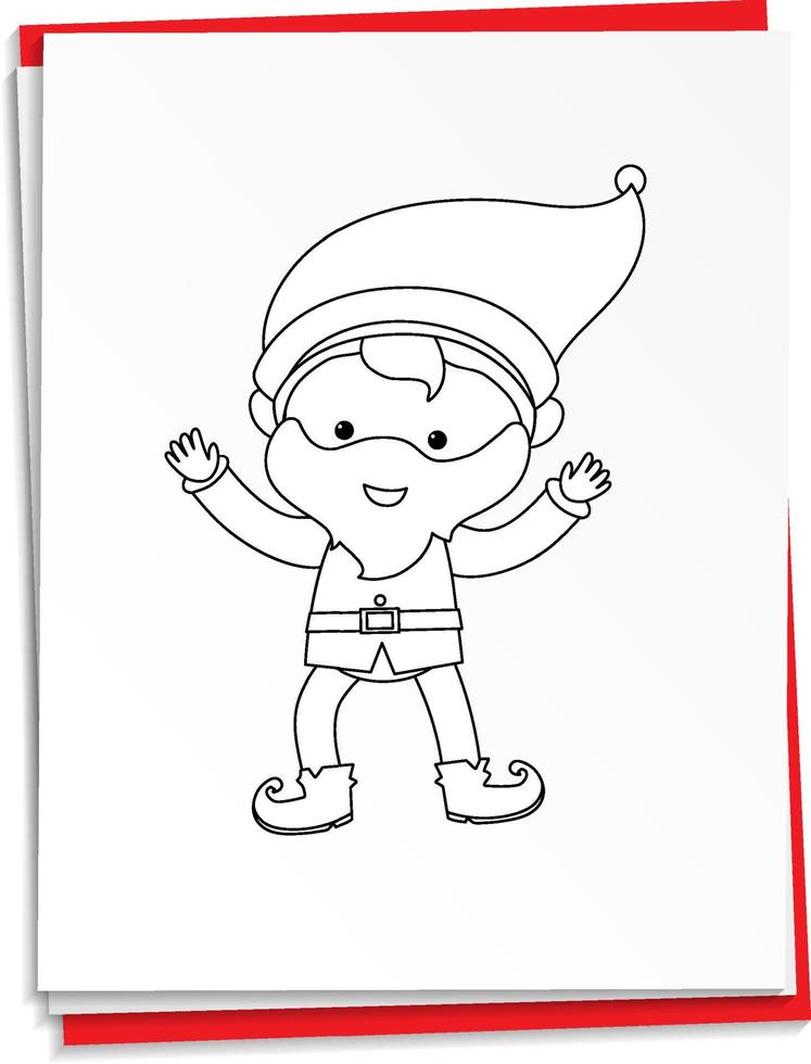 Hand drawn gnome on paper vector