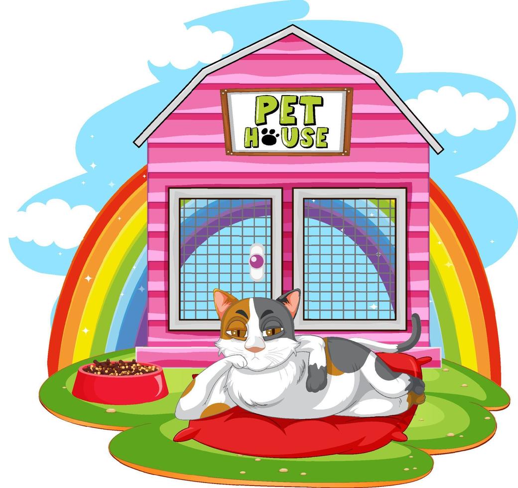 A cat outside the cat house vector