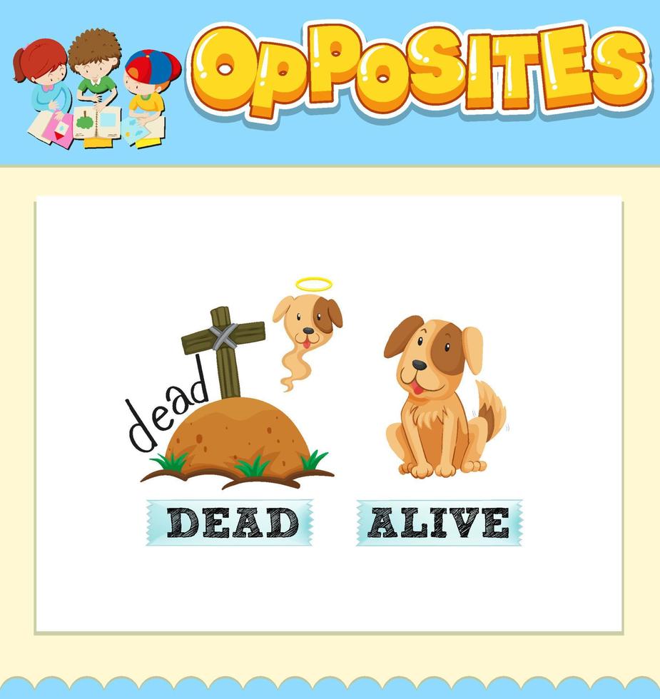 Opposite words for dead and alive vector