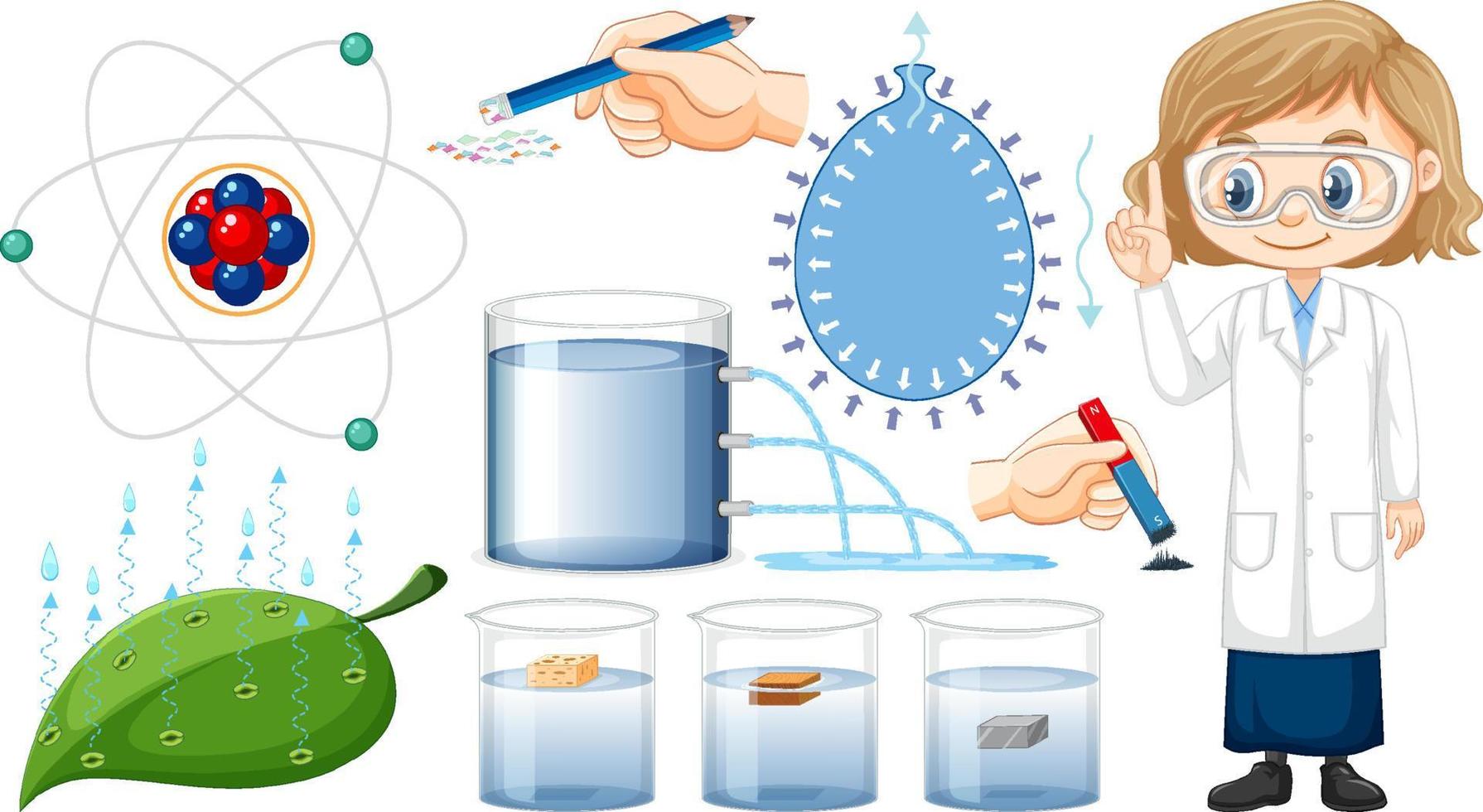 objetos de experimentos científicos con globos vector