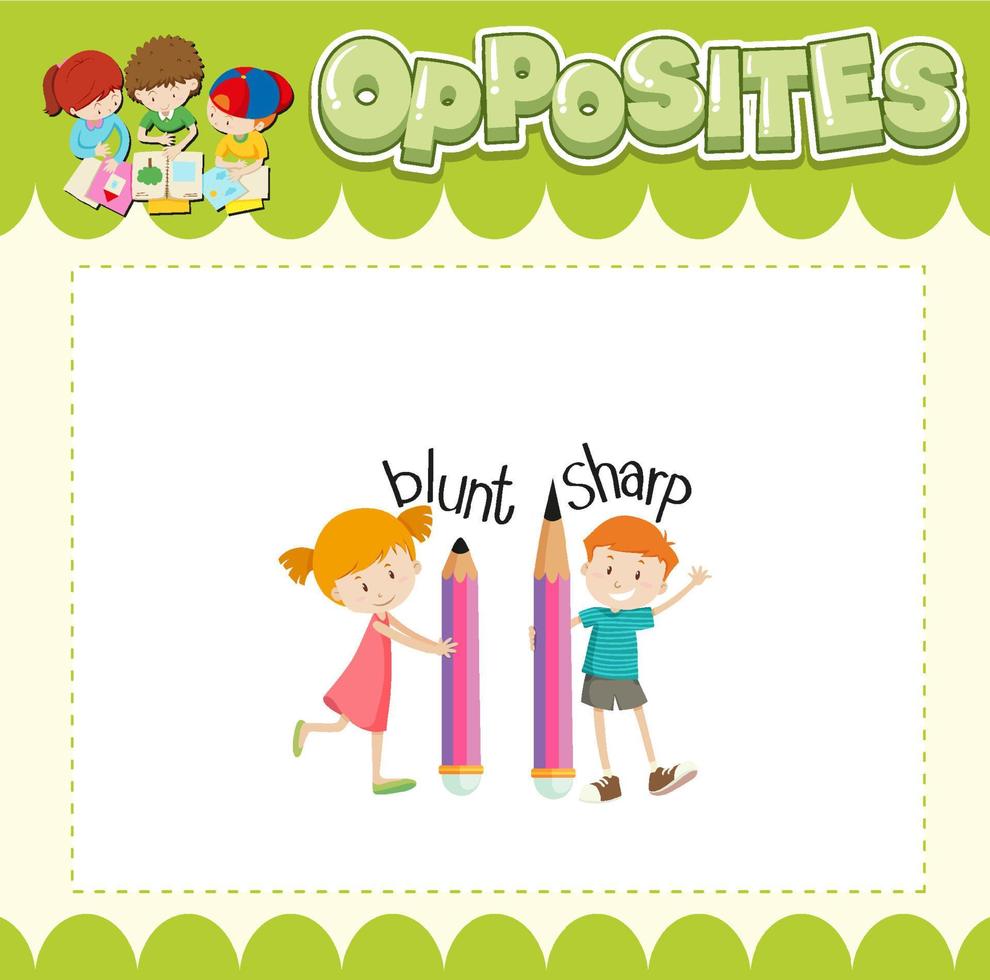 Education word card of English opposites word vector