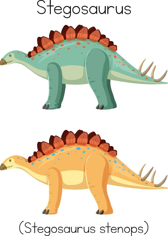 estegosaurio en colores naranja y verde vector