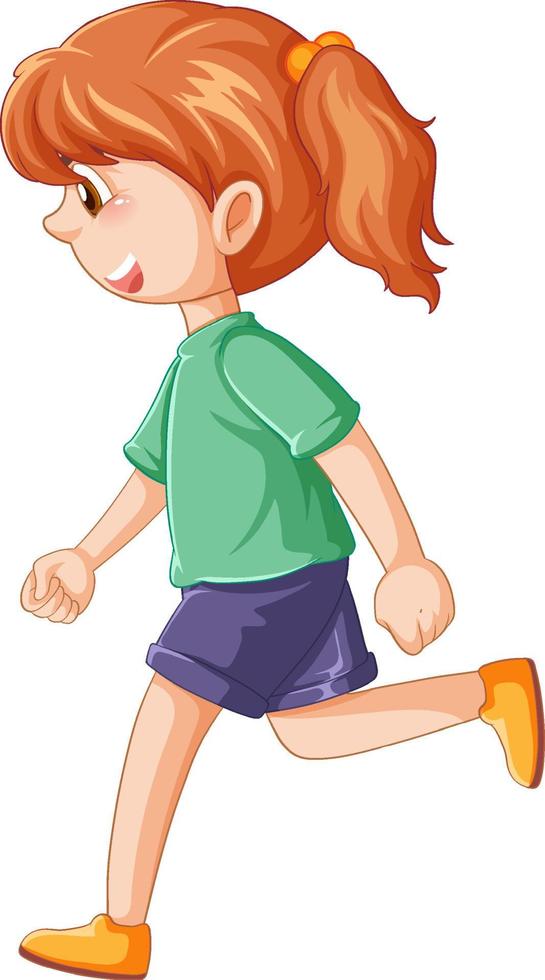 una niña corriendo sobre fondo blanco vector