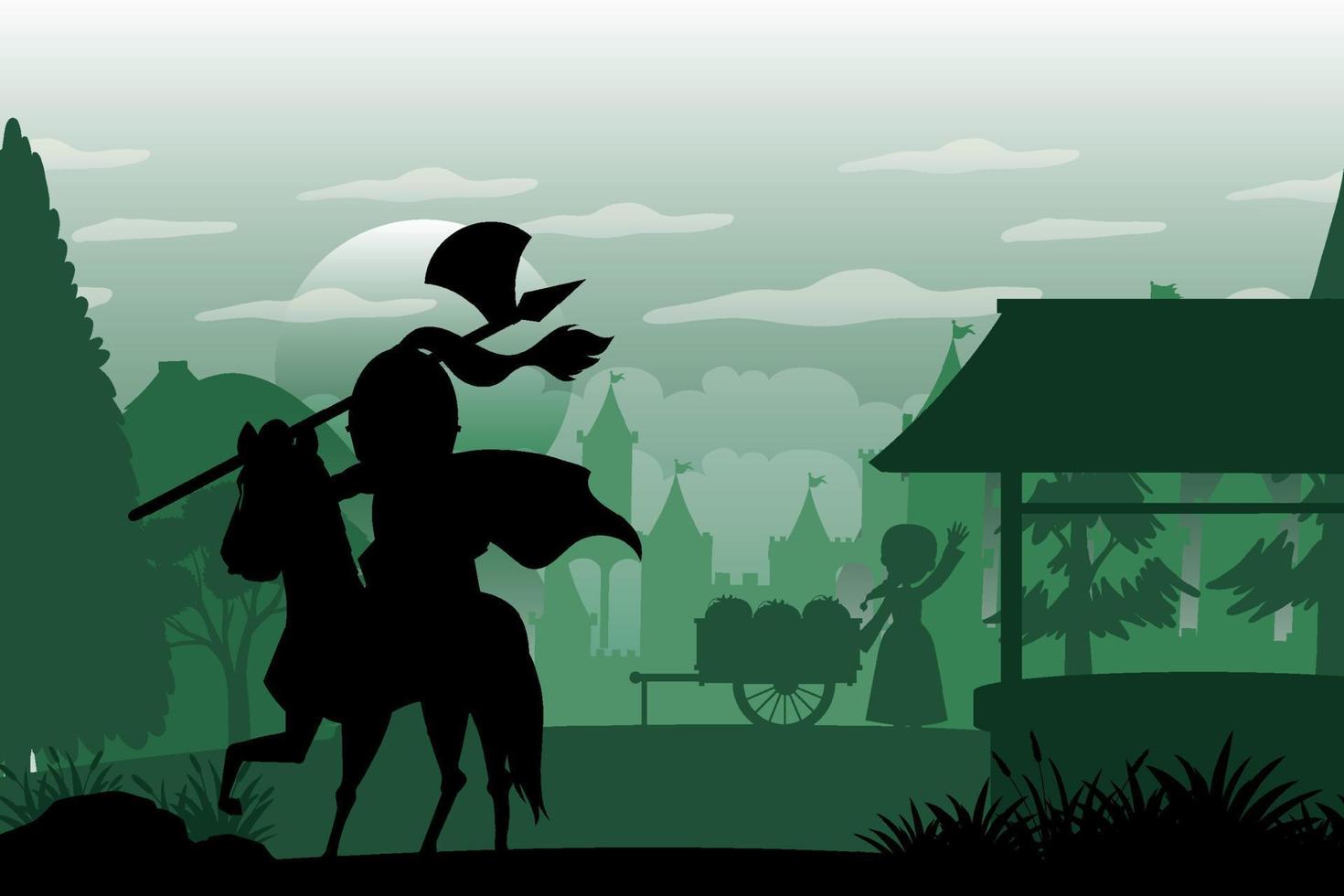 Silhouette scene with medieval vector