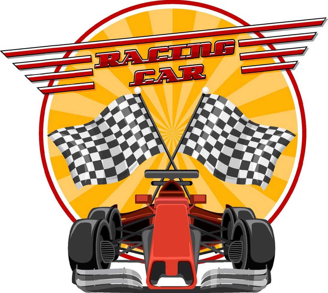 Racing car logo with racing car on white background vector