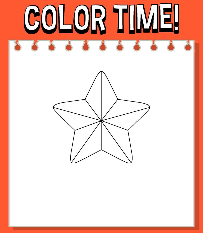 Worksheets template with color time text and ster outline vector
