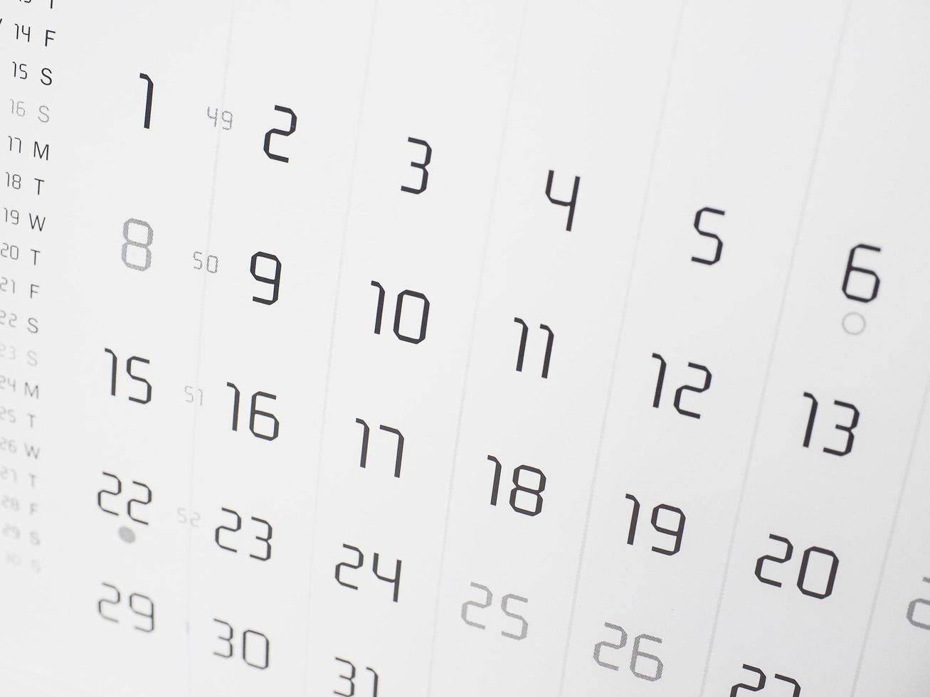 detalle de la página del calendario foto