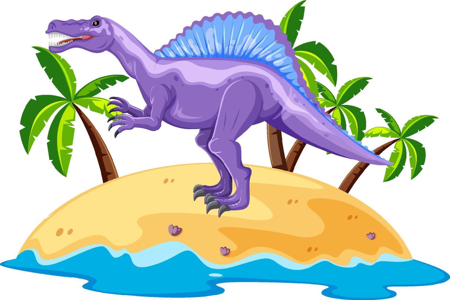 Scene with dinosaurs spinosaurus on island vector