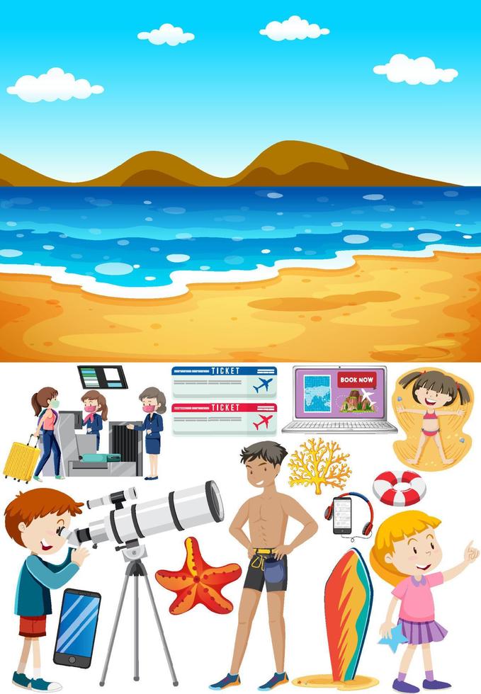 Set of people and scene for travel vector