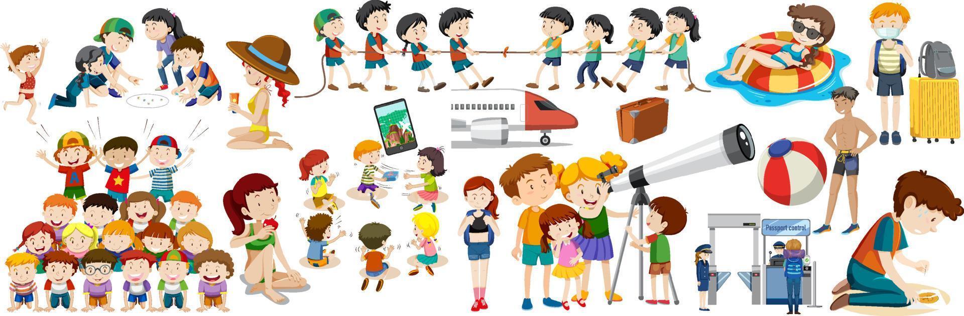 Set of people in different actions vector