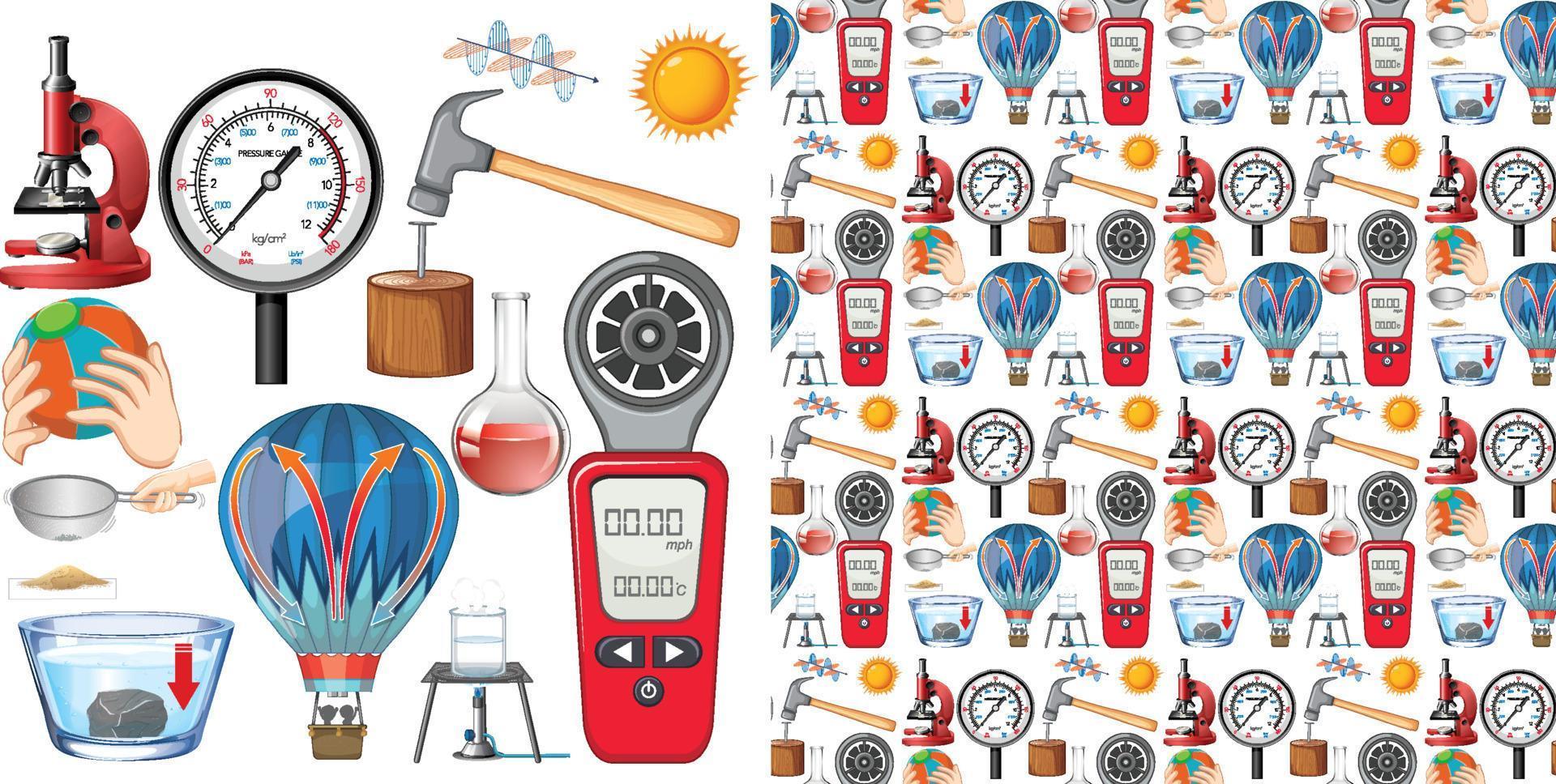 Seamless background with science equipments vector