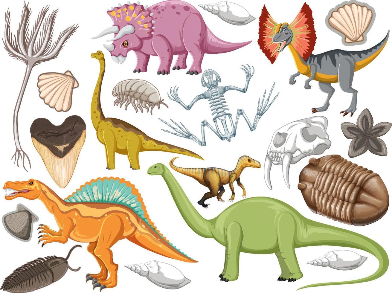 conjunto de diferentes animales de dinosaurios prehistóricos vector