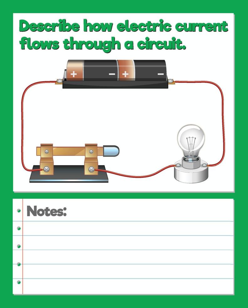 Science Experiment Record Worksheet of electric flows vector