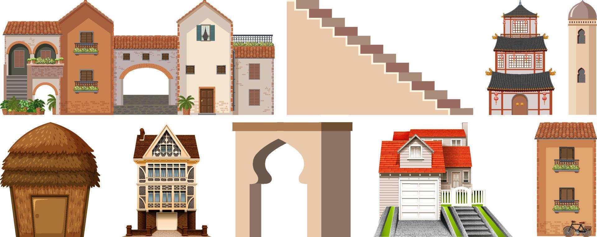Different designs of buildings vector