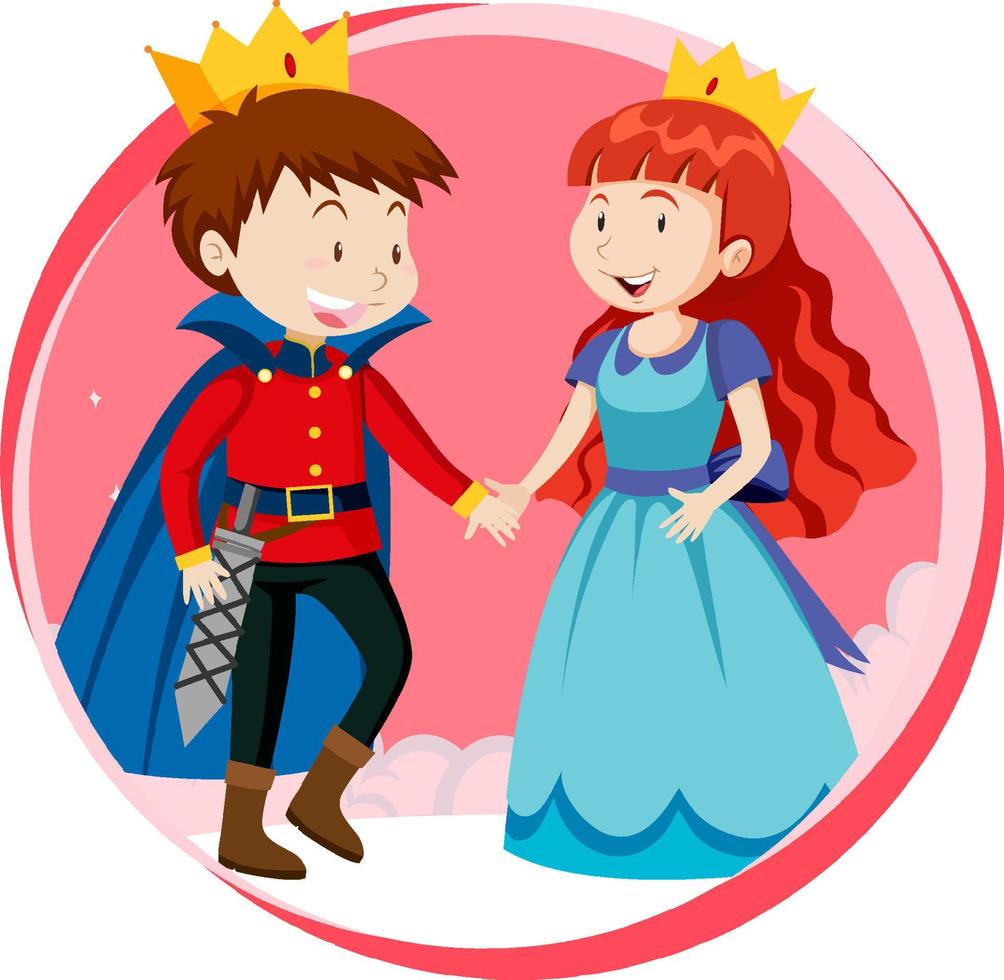 Fantasy prince and princess character on white background vector