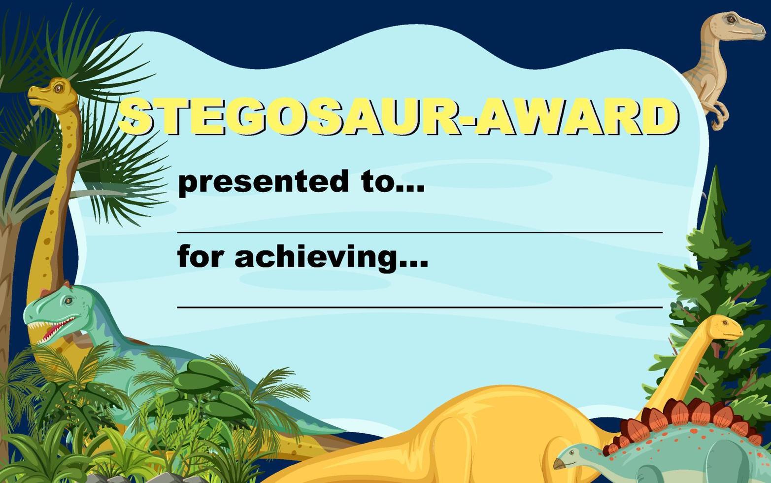 Dinosaur certificate template in cartoon style vector