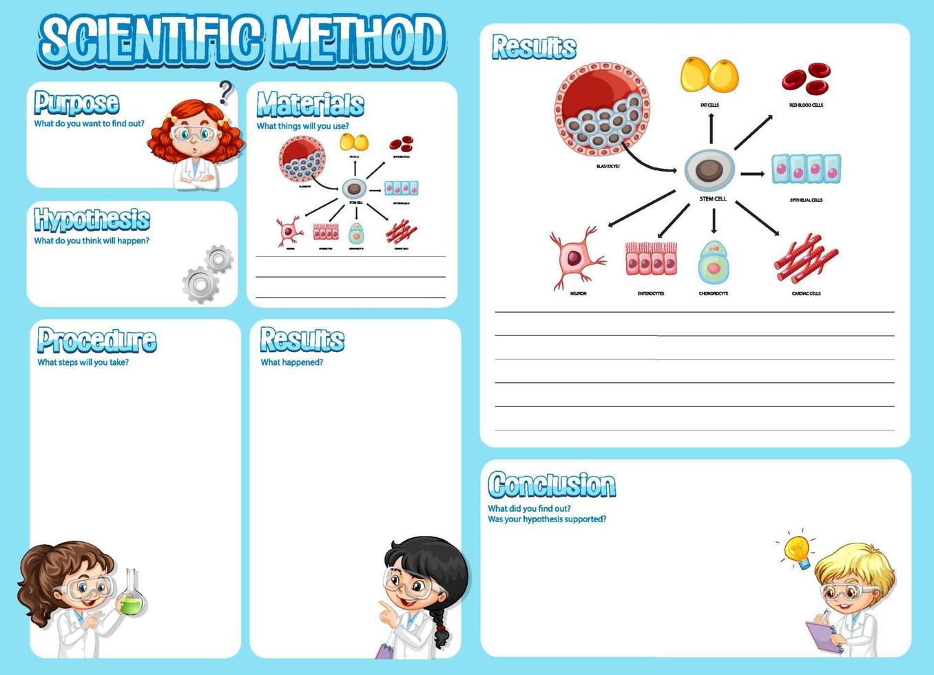 The science method worksheet for children vector