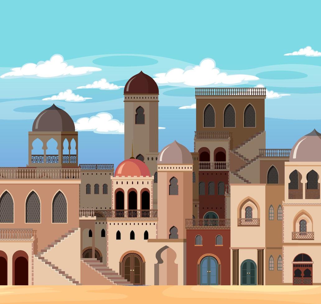 Scene with many buildings in city vector