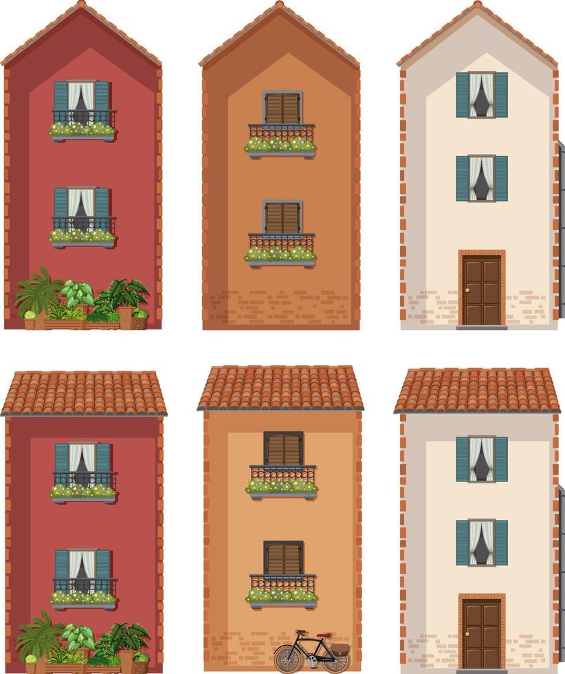 Traditional Italian architecture house building vector