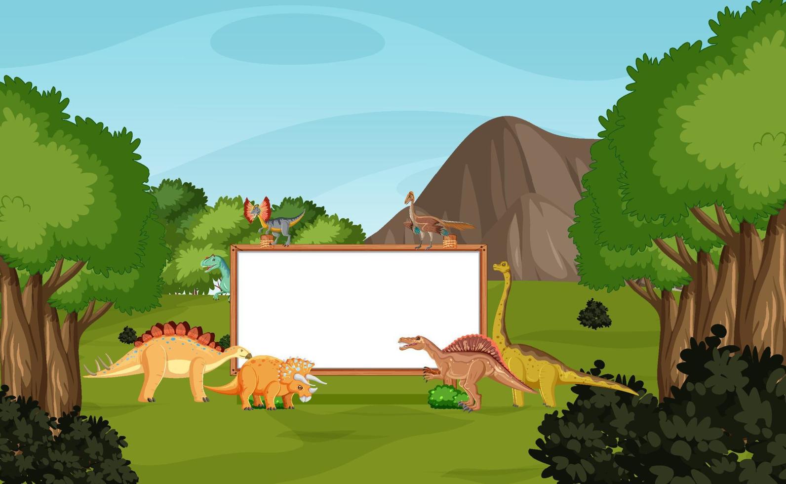 Dinosaur in prehistoric forest scene vector