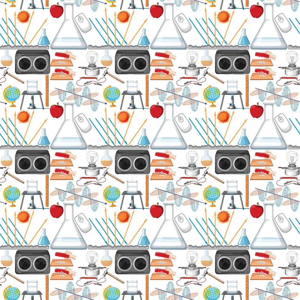 Seamless background with science equipments vector