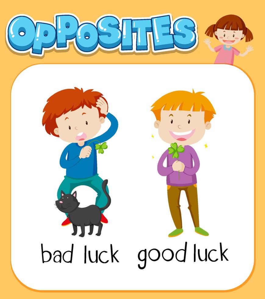 Opposite words for bad luck and good luck vector