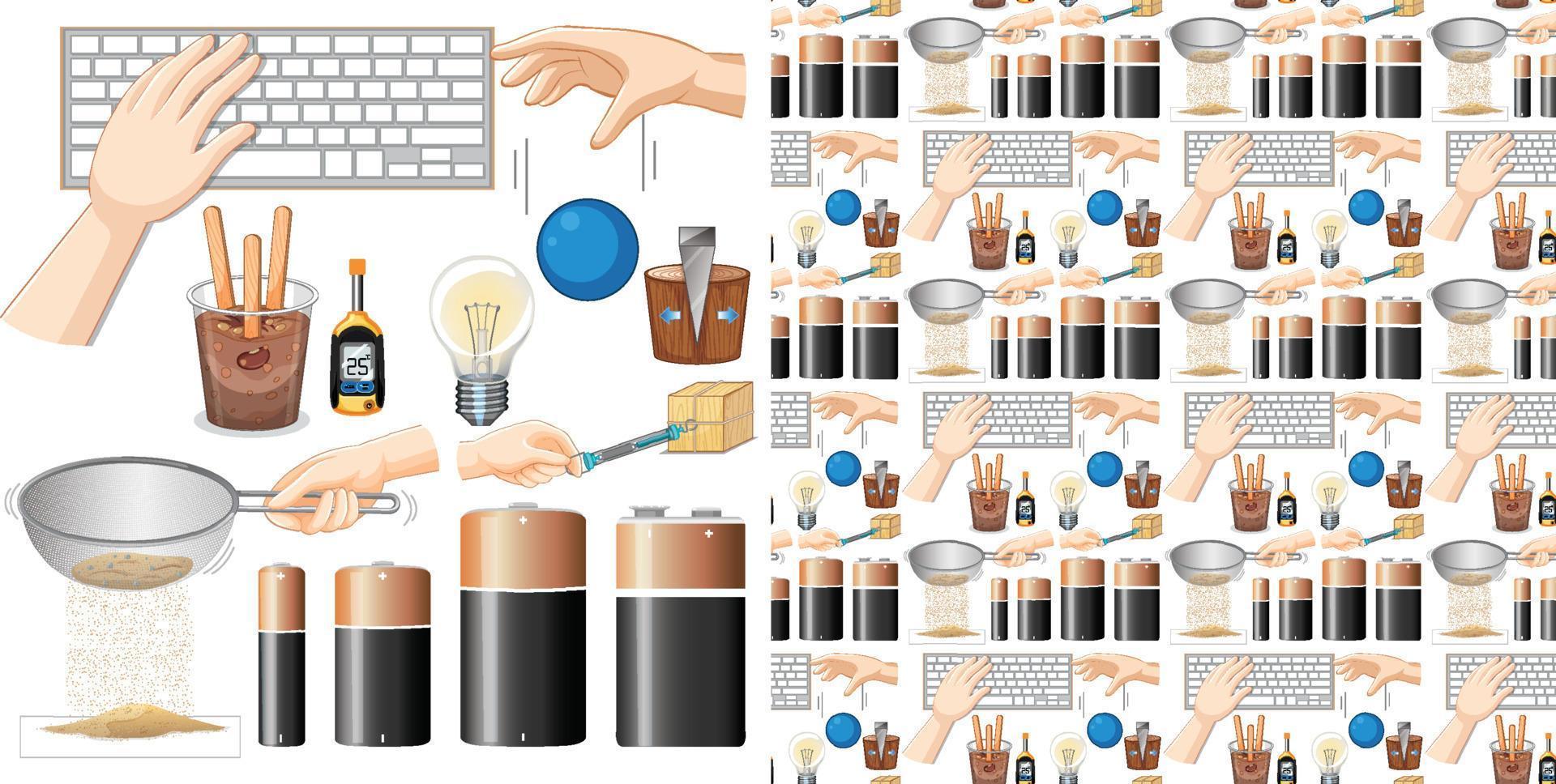 Seamless background with science equipments vector