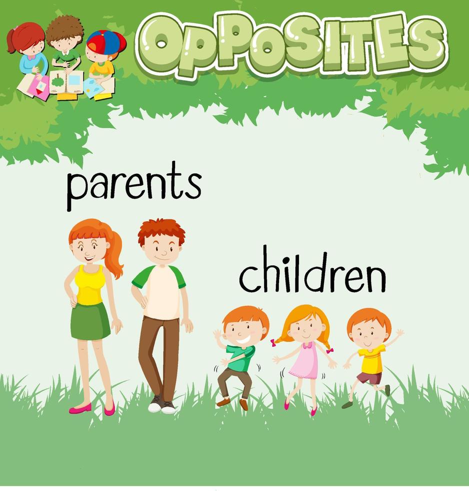 Opposite words for parents and children vector