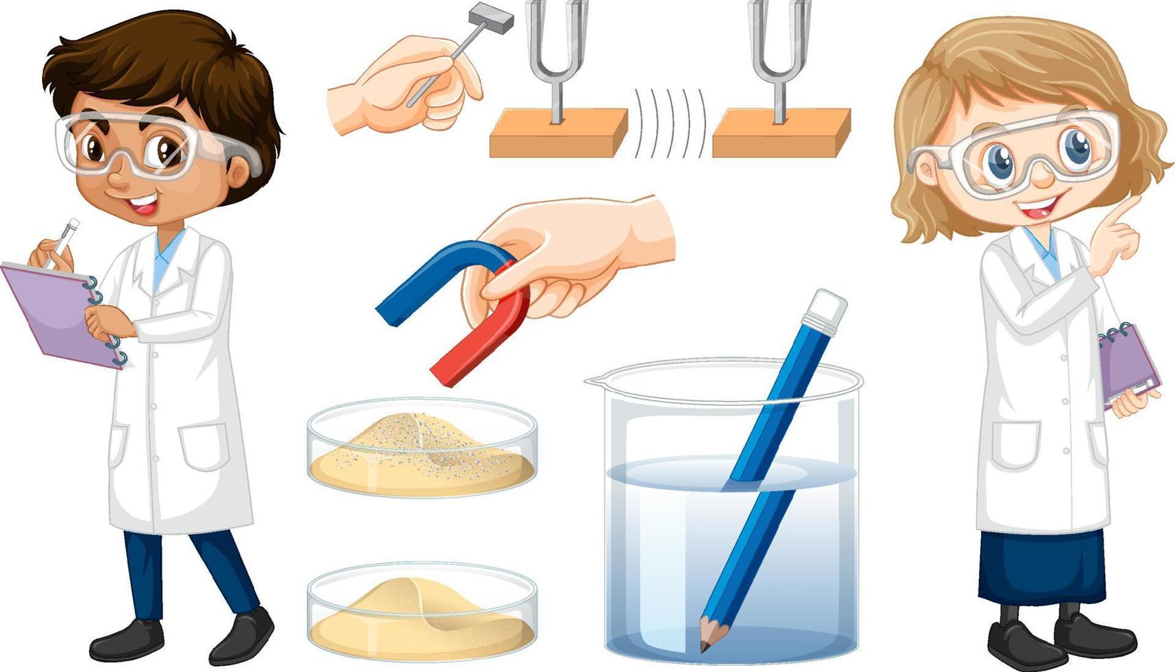 Set of equipment needed for science experiment vector