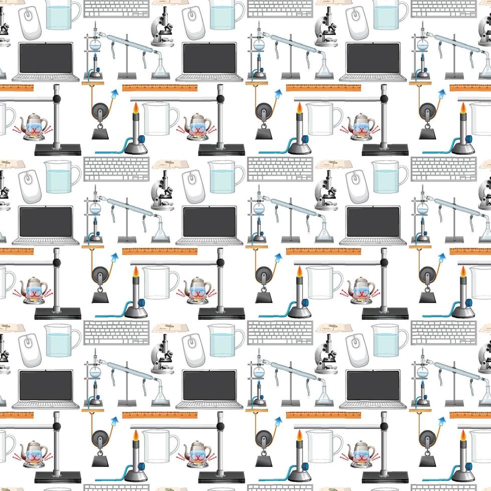 Seamless background with science equipments vector