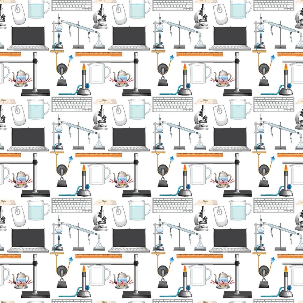 Seamless background with science equipments vector