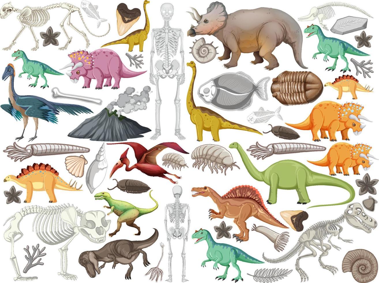 Set of different prehistoric dinosaur animal vector