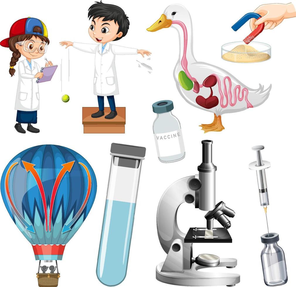 Set of equipment needed for science experiment vector