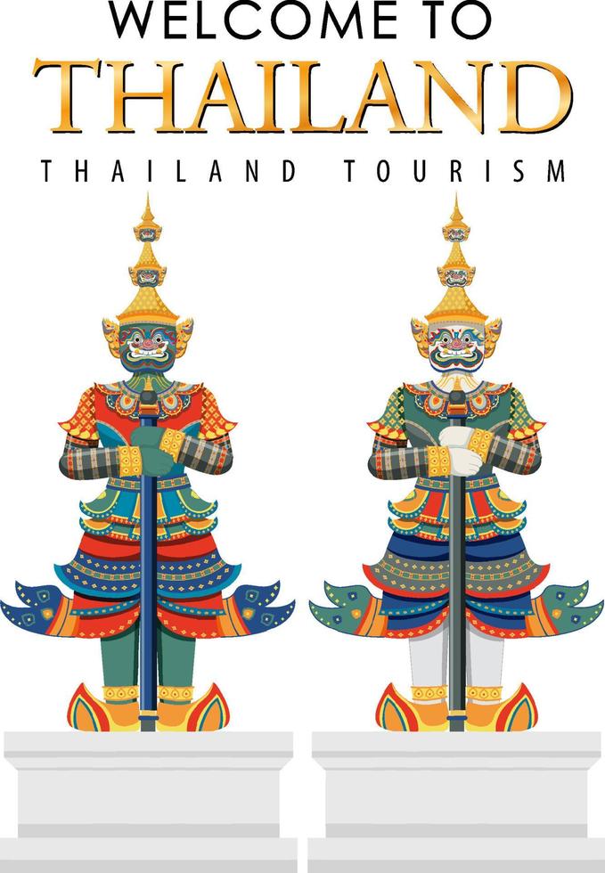 Demonios gigantes Tailandia atracción y paisaje icono vector