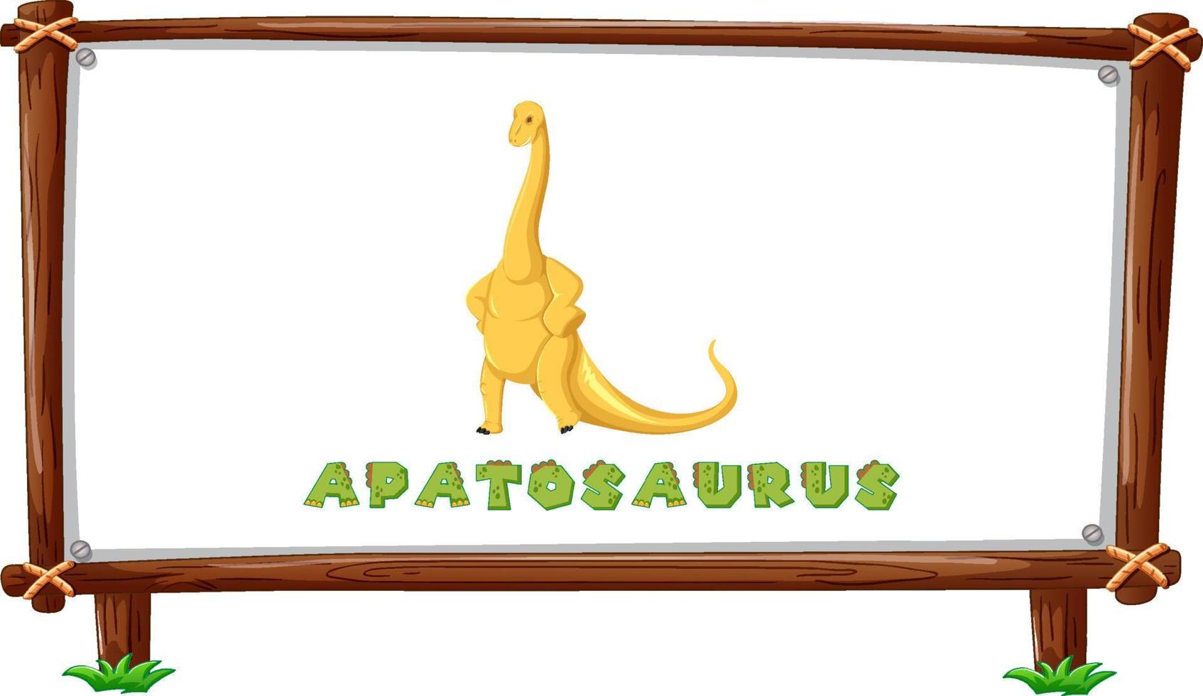 plantilla de marco con dinosaurios y diseño de apatosaurio de texto dentro vector