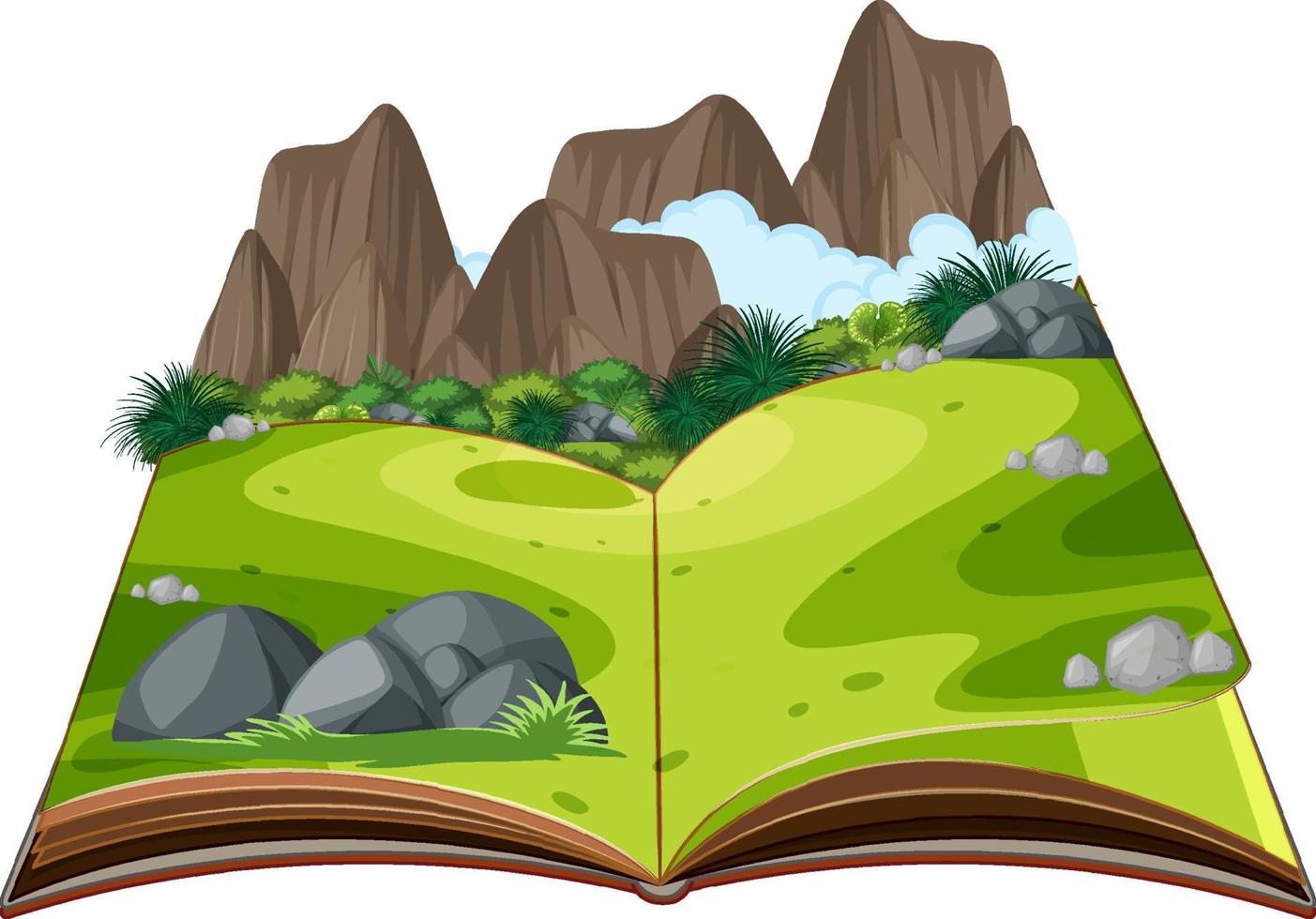 libro emergente con escena de la naturaleza al aire libre vector