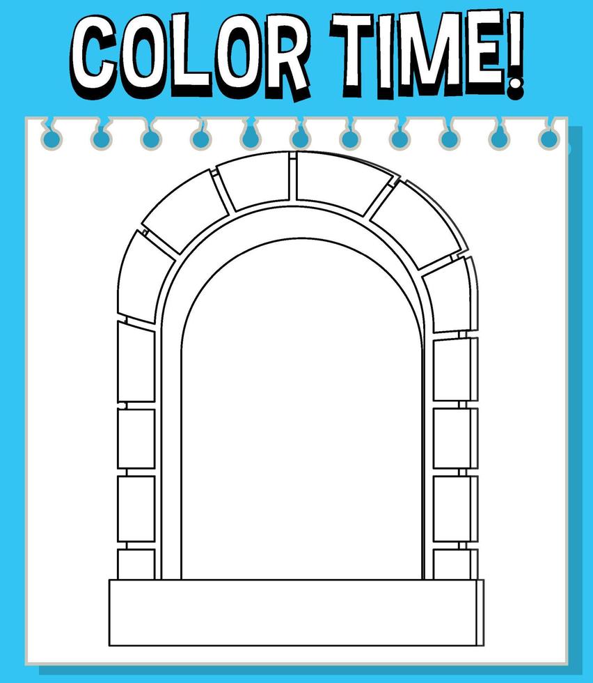 Worksheets template with color time text and window outline vector