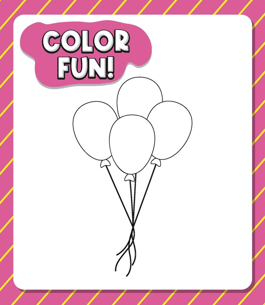 Worksheets template with color fun text and balloon outline vector