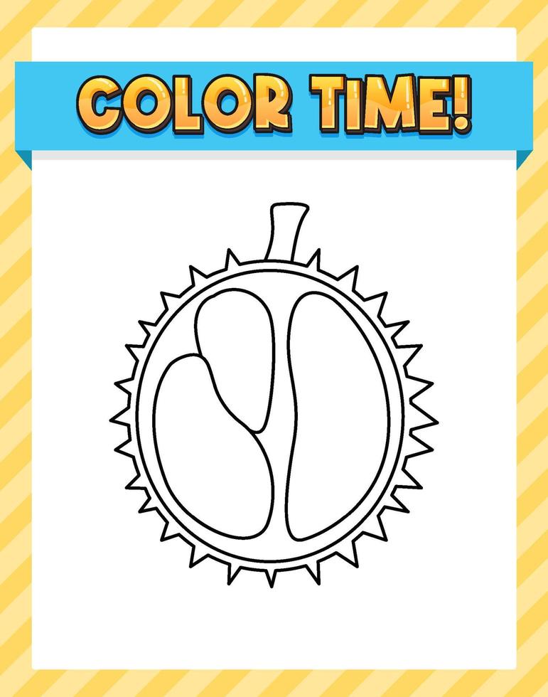 Worksheets template with lets color text and durian outline vector