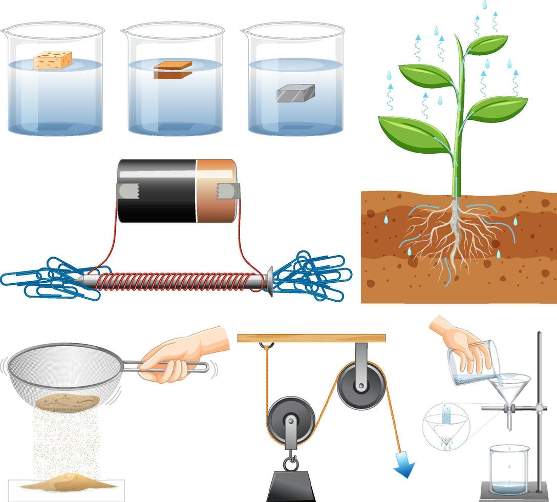 conjunto de equipos necesarios para el experimento científico vector