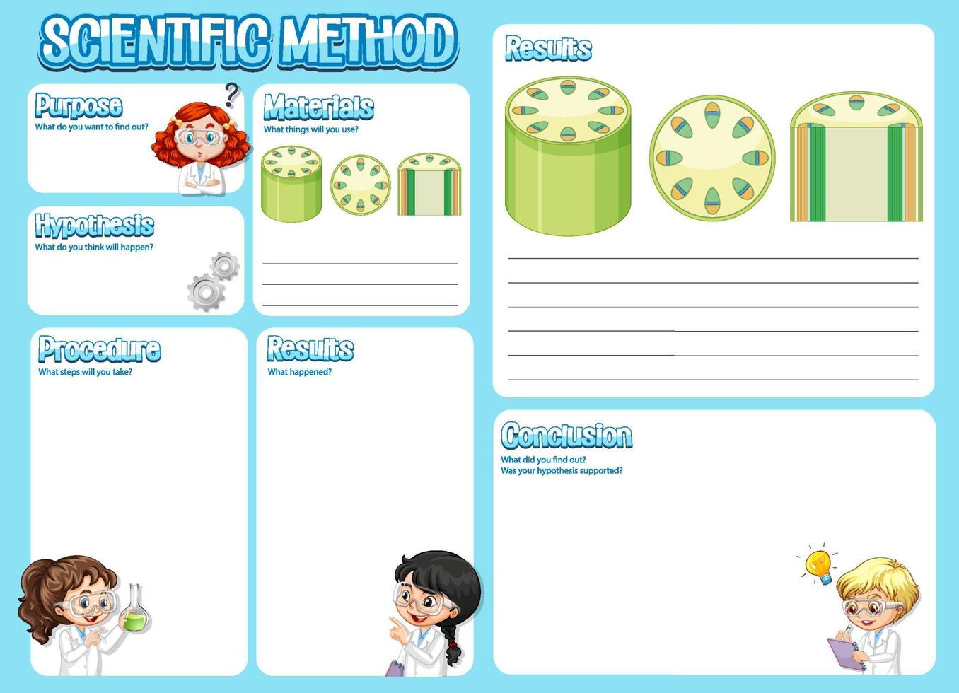 The science method worksheet for children vector