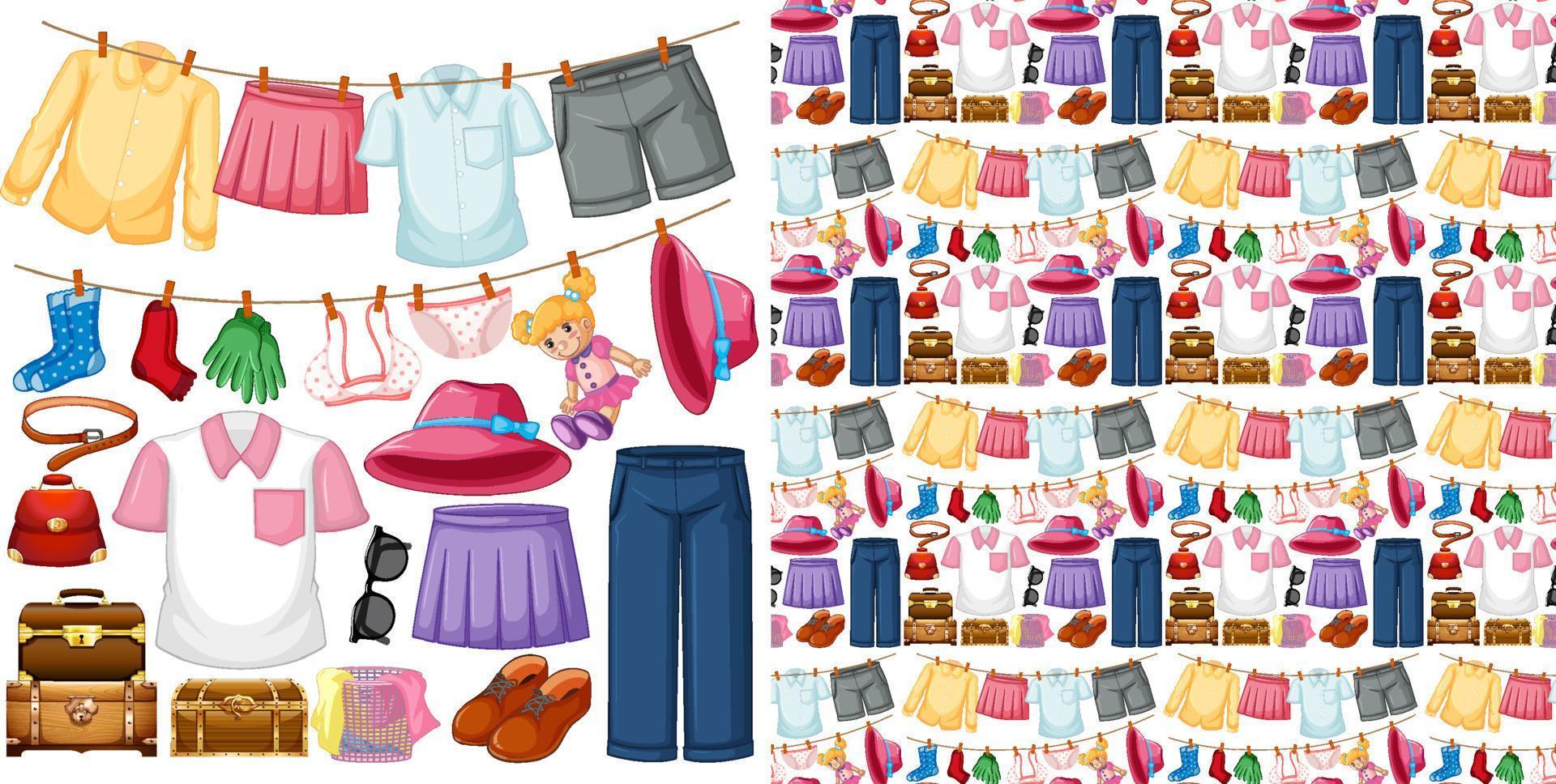 Seamless background design with cloth theme on white background vector