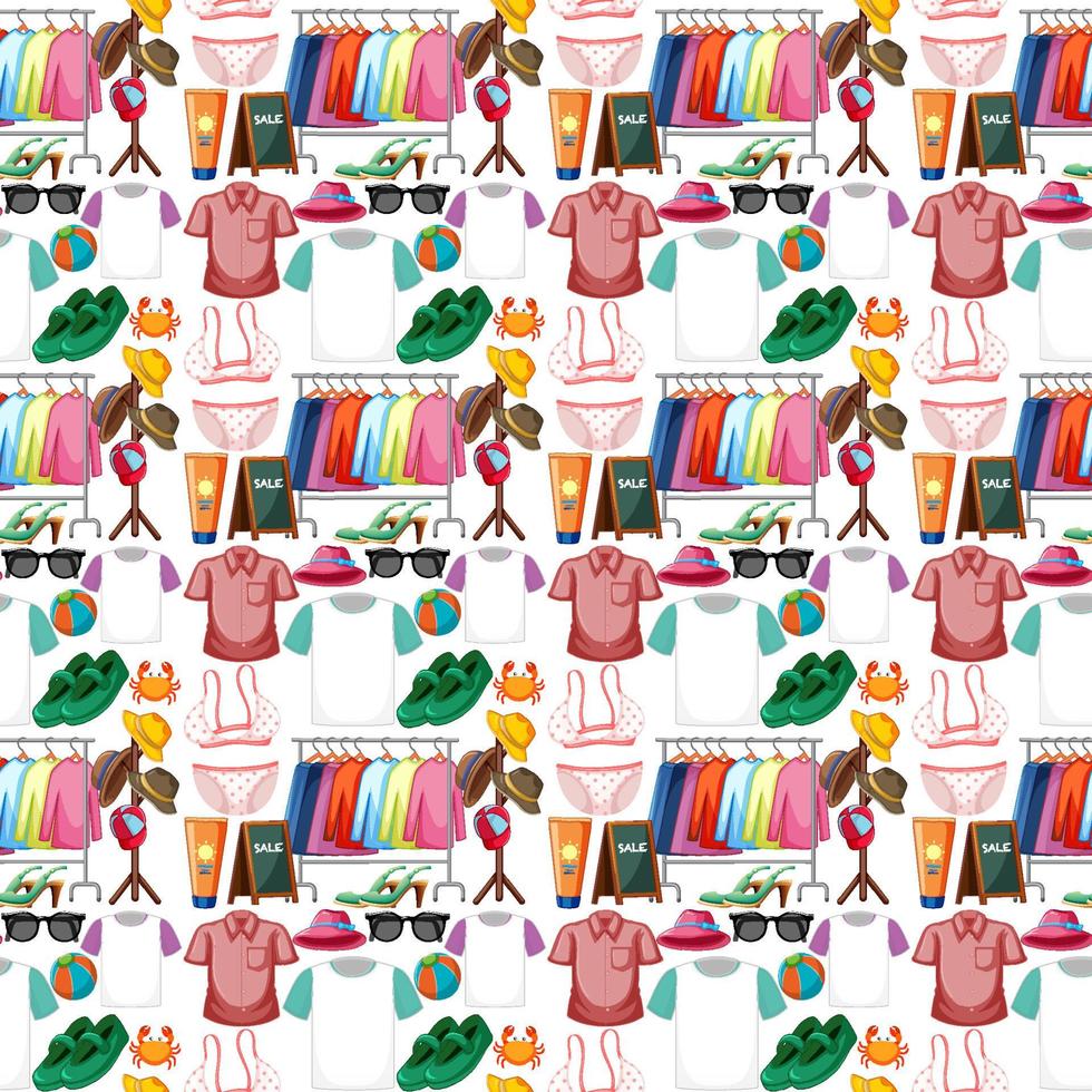 Seamless background design with cloth theme on white background vector