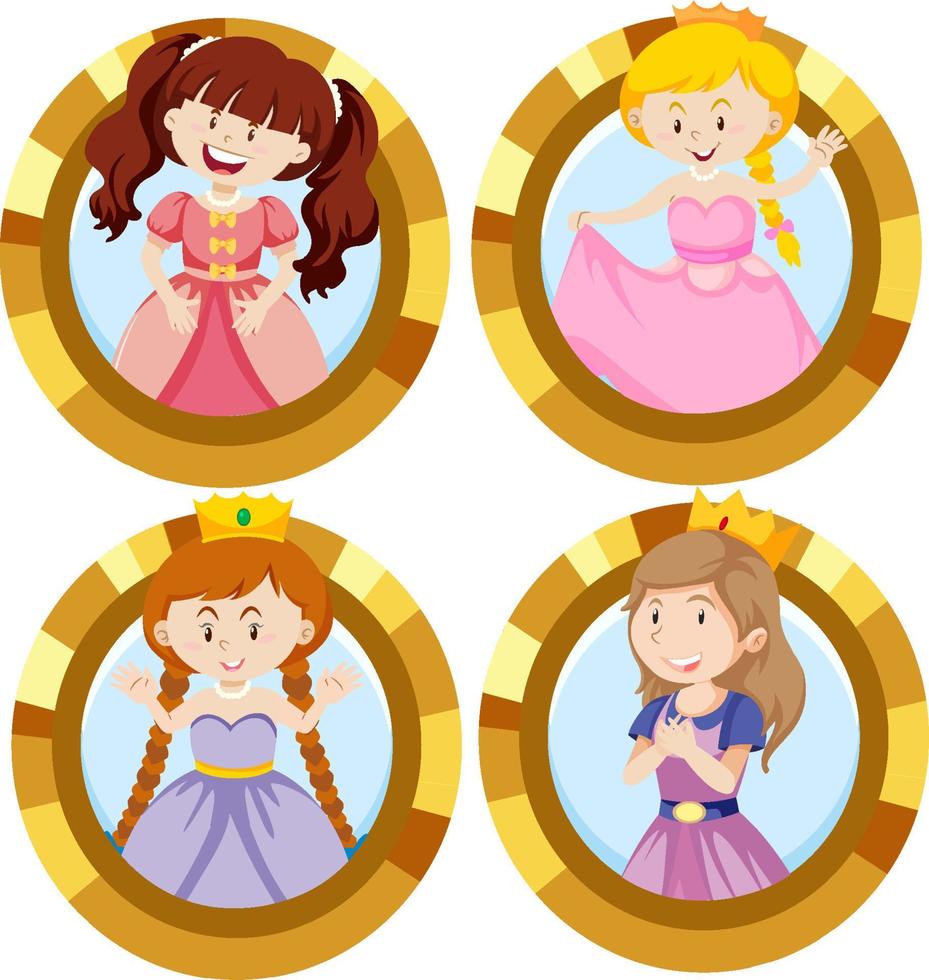 conjunto de princesa en una moneda vector