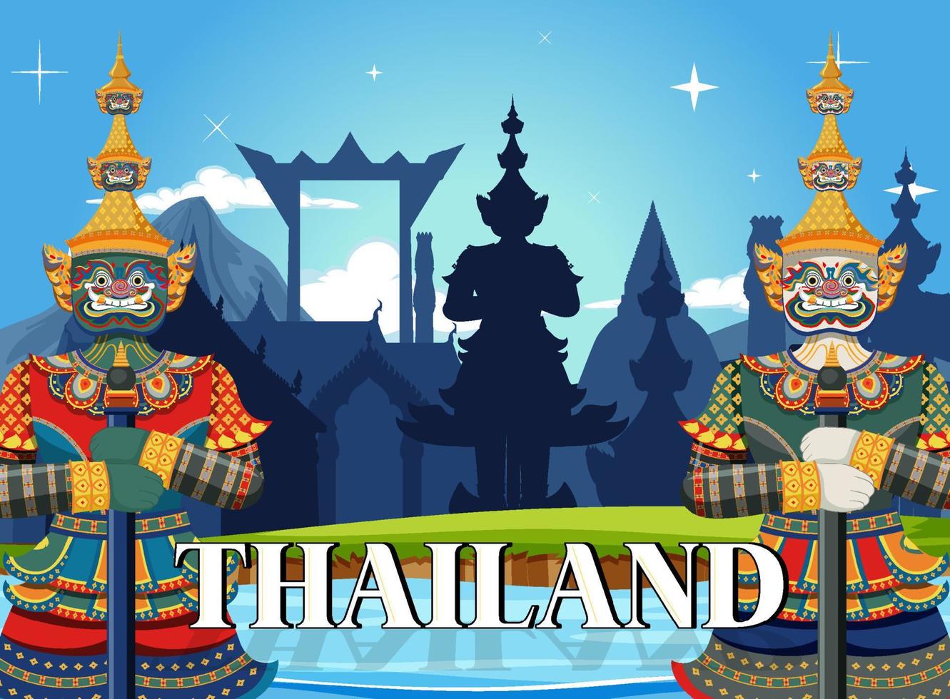 Thailand iconic tourism attraction background vector